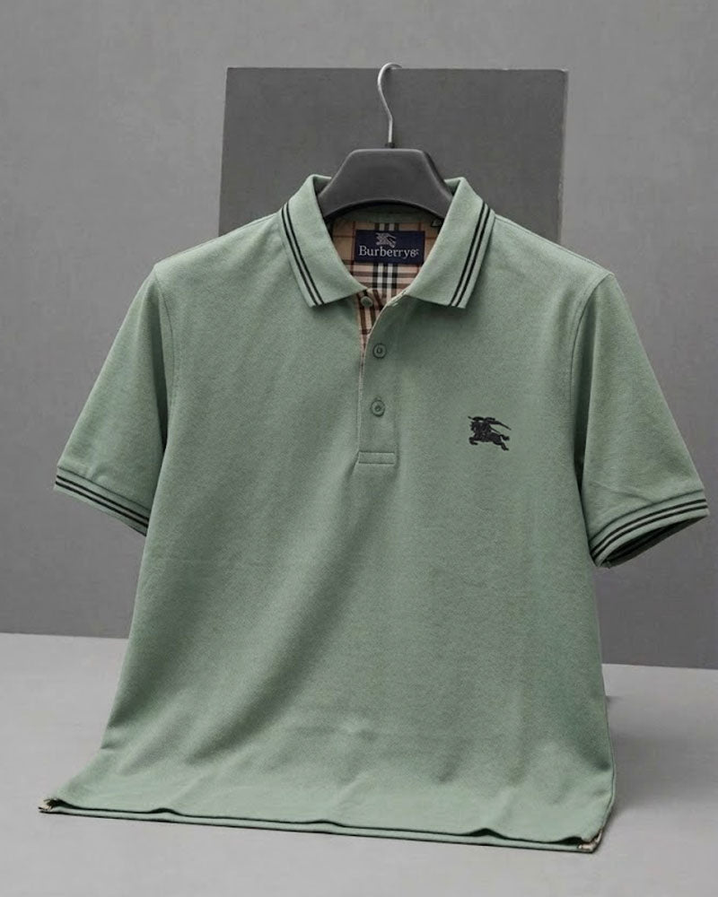 BURBRY Embroidered Green Polo Shirt