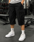 Three Quarter 6 Pockets Cargo Shorts - Black