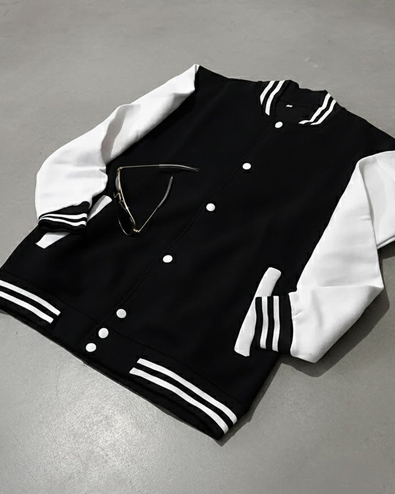 Unisex Baseball Jacket Black & White