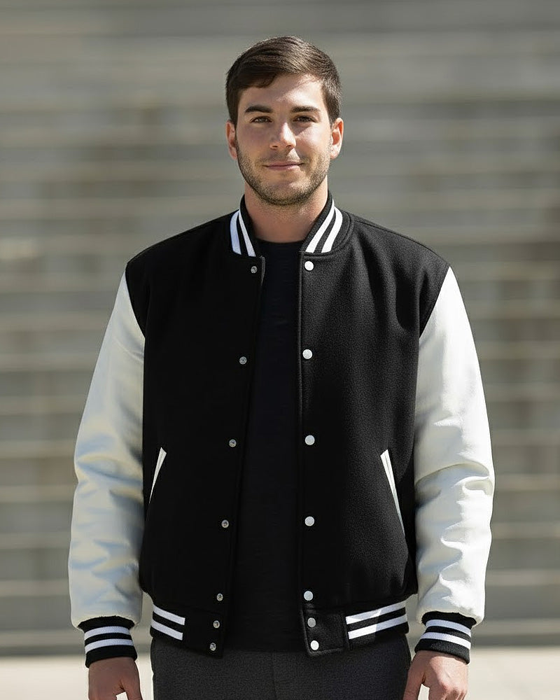 Unisex Baseball Jacket Black & White