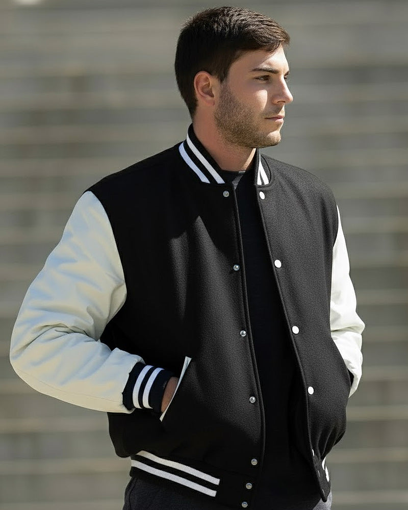 Unisex Baseball Jacket Black & White