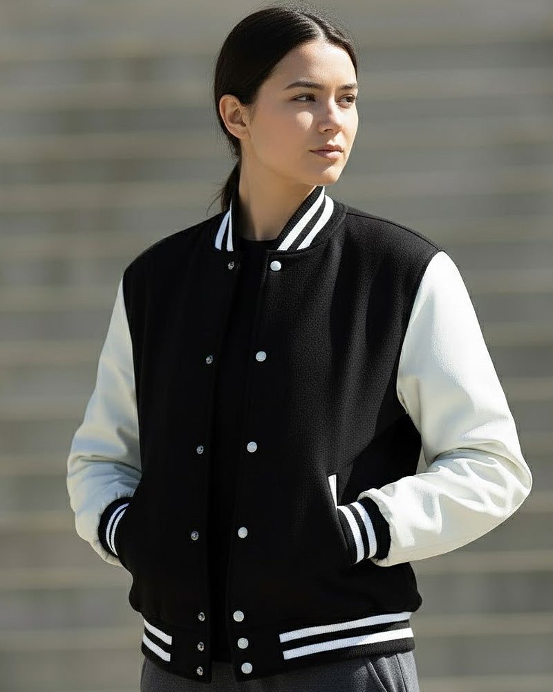 Unisex Baseball Jacket Black & White