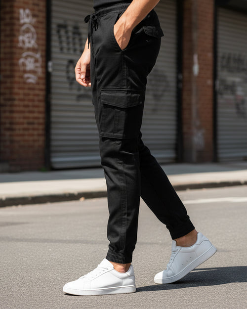 Black 6 Pockets Cargo Pant