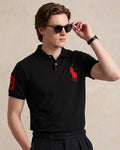 Embroidered Black Polo Shirt
