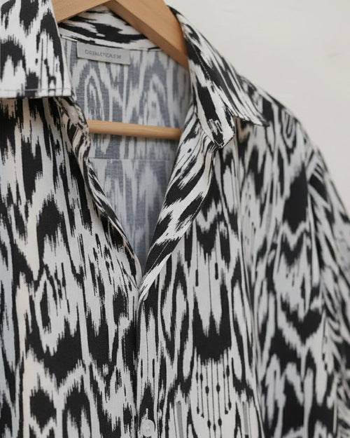 Black & White Aztec Fluid Printed Shirt - MS056