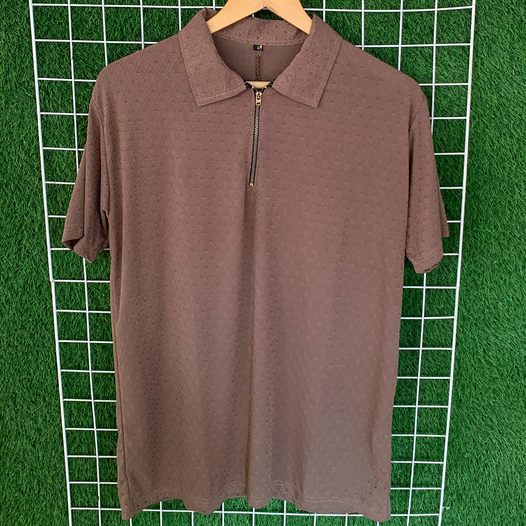 Premium China Textured Fabric Zipper Polo