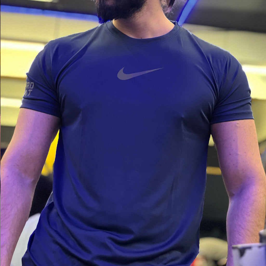 Dry Fit Tee With Reflector Logo - NAVY