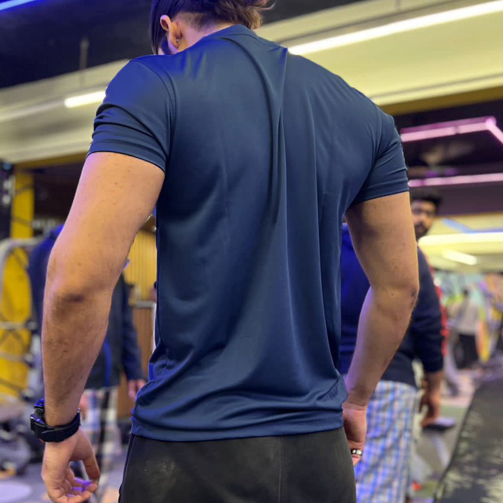 Dry Fit Tee With Reflector Logo - NAVY