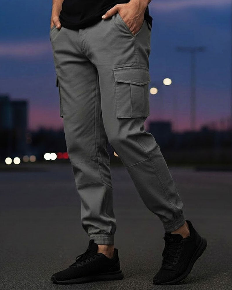 Basic Grey 6 Pockets Cargo Pant
