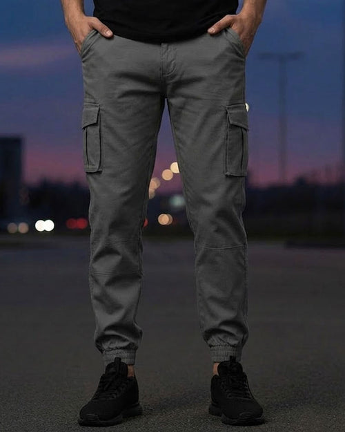 Basic Grey 6 Pockets Cargo Pant