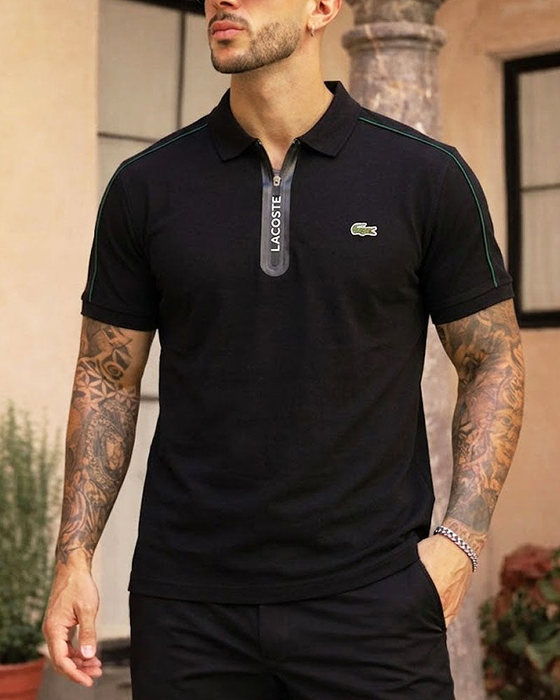 Premium Zipper Black Polo Shirt