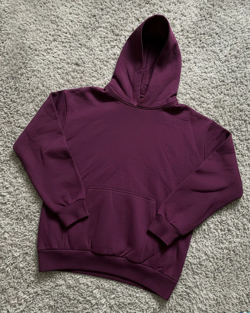 Premium Maroon-Plum Plain Hoodie