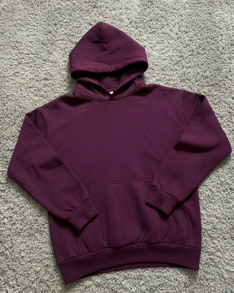 Premium Maroon-Plum Plain Hoodie