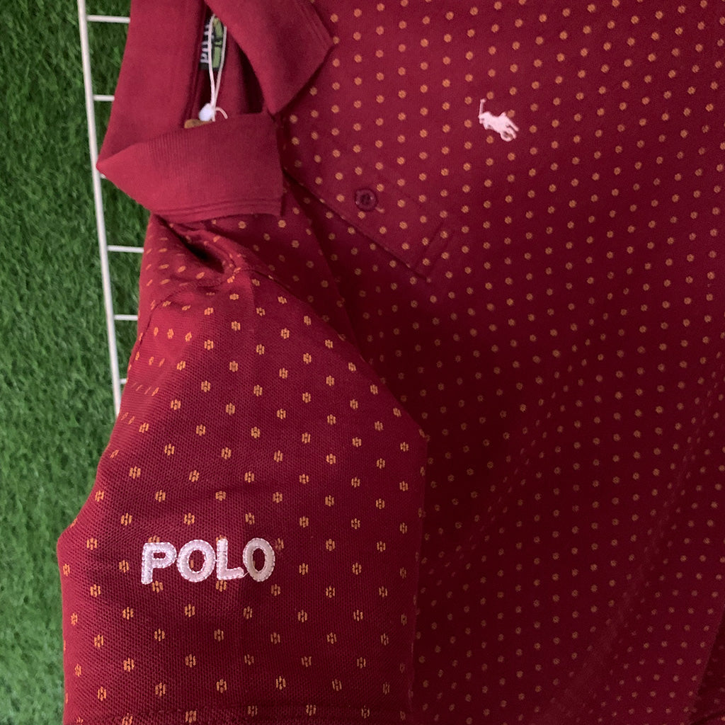Maroon Dotted Pattern Polo Shirt