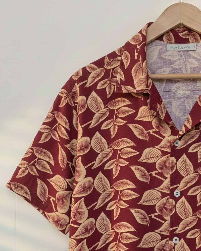 Maroon Floral Printed Shirt - MS080