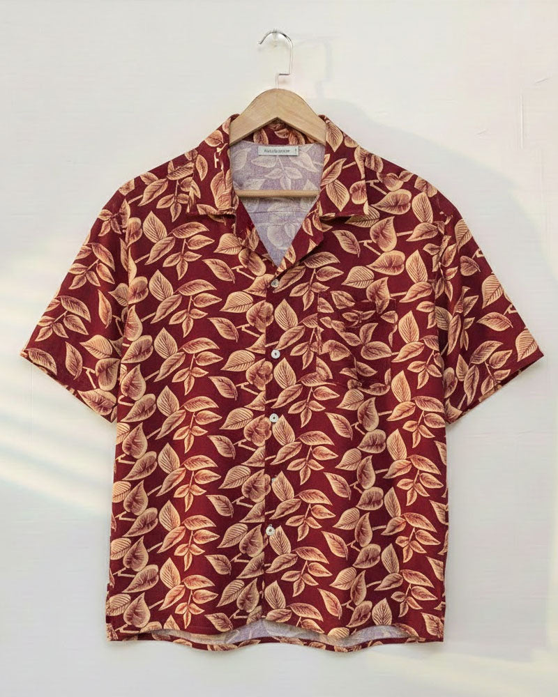 Maroon Floral Printed Shirt - MS080