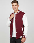 Unisex Baseball Jacket Maroon & White