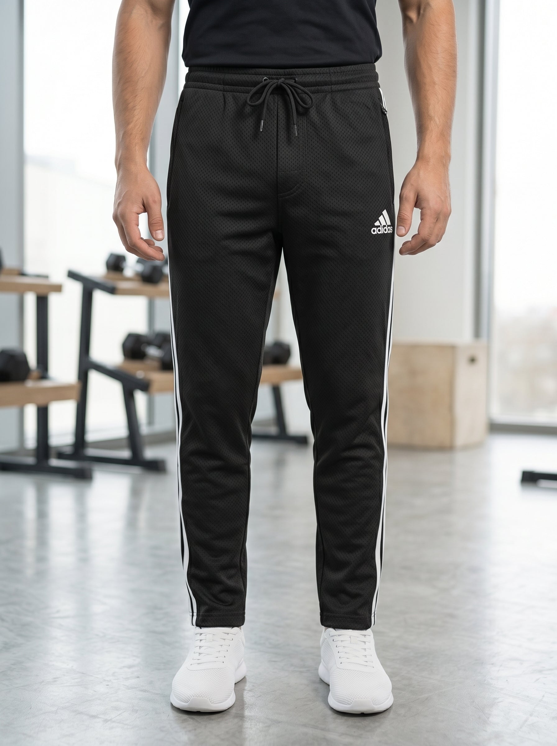 Black Soft Terry Straight  ADIDS Trouser