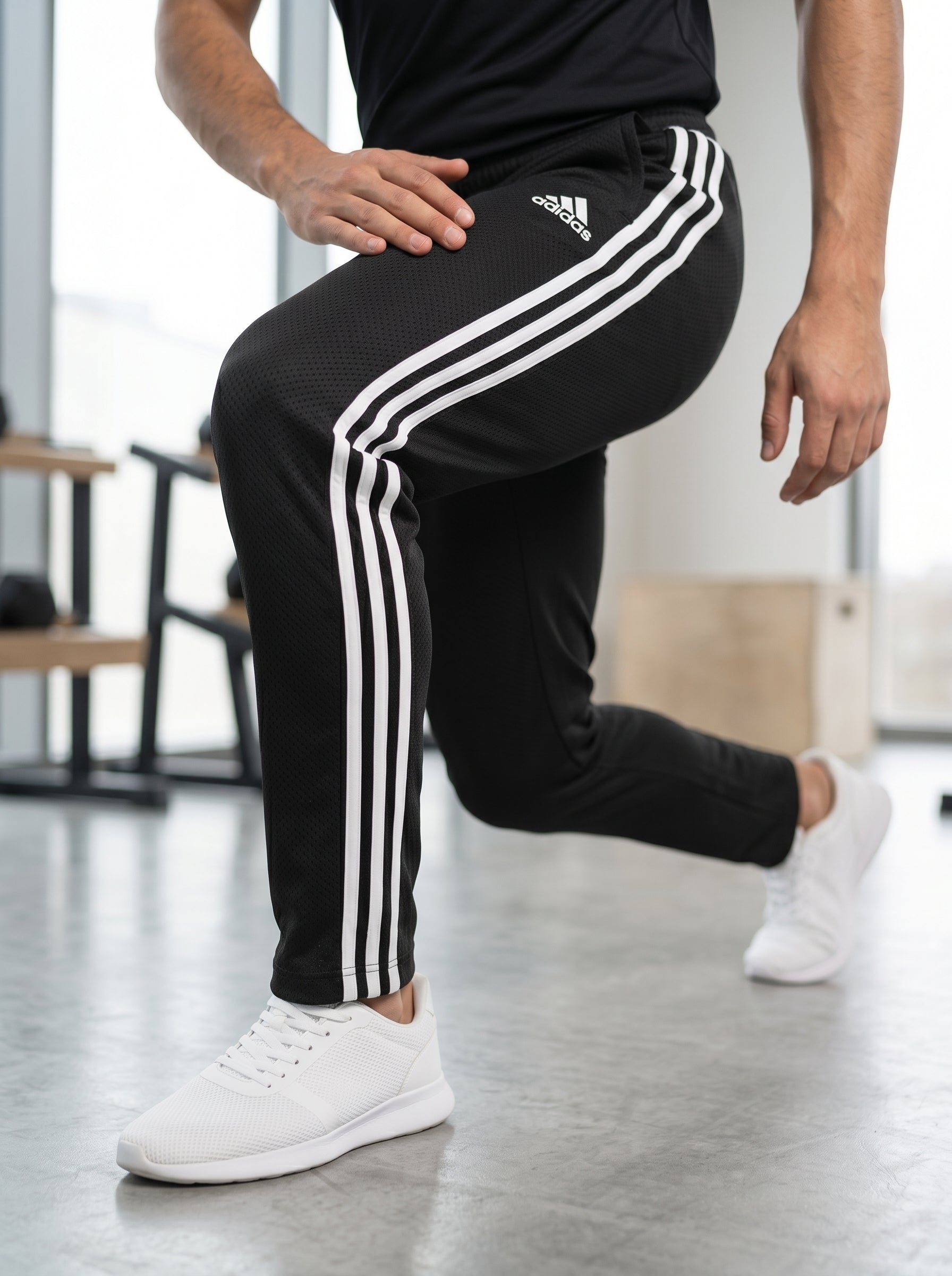 Black Soft Terry Straight  ADIDS Trouser