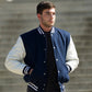 Unisex Baseball Jacket Navy Blue & White