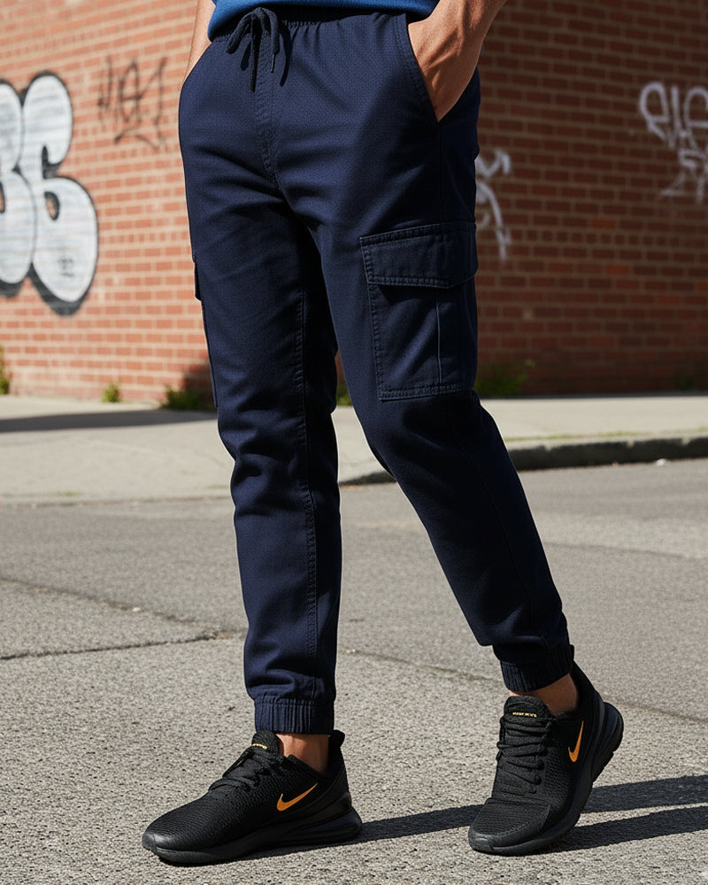 Basic Navy 6 Pockets Cargo Pant