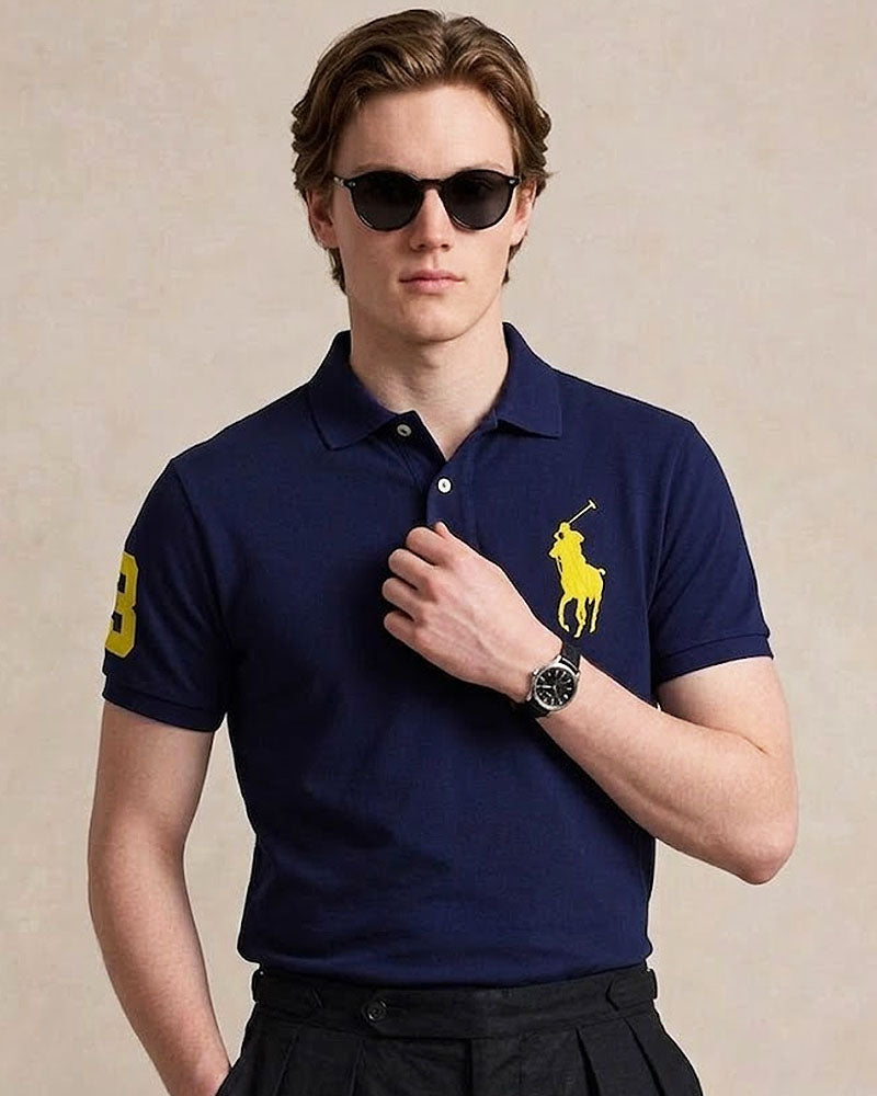 Embroidered Navy Blue Polo Shirt