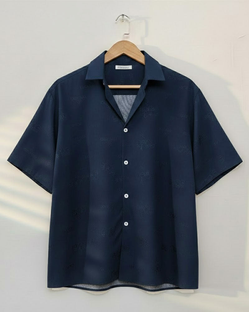 Embossed Textured Popcorn Coat Collar Shirt - MS102