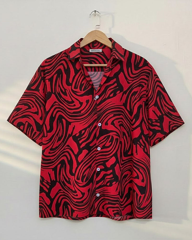 Black & Red Abstract Printed Shirt - MS086