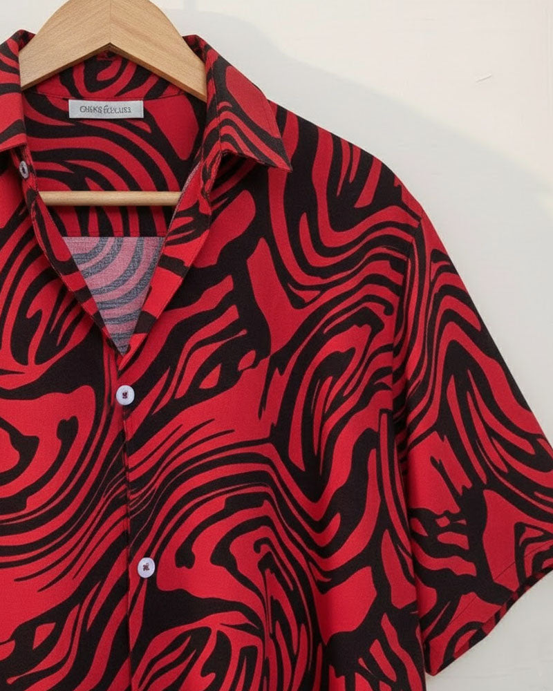 Black & Red Abstract Printed Shirt - MS086
