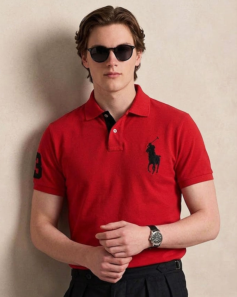 Embroidered Red Polo Shirt
