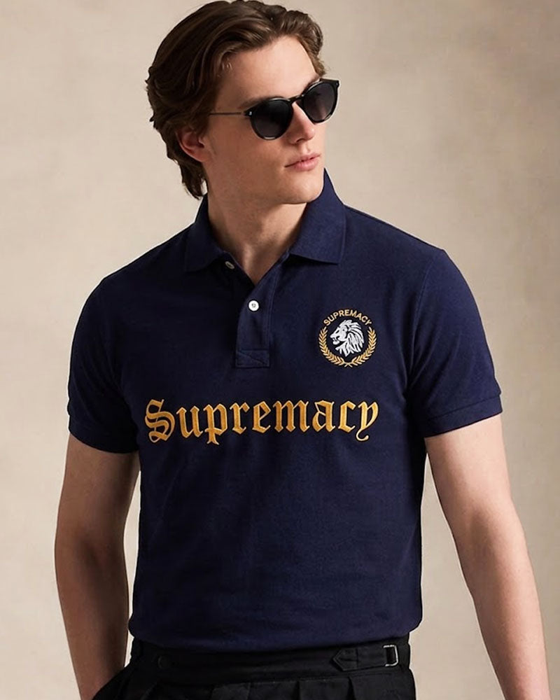 Navy Supremacy Embroidered Polo Shirt