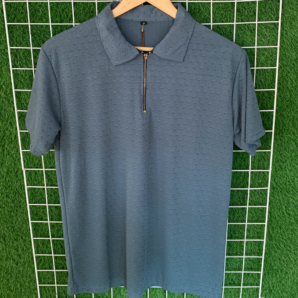 Premium China Textured Fabric Zipper Polo