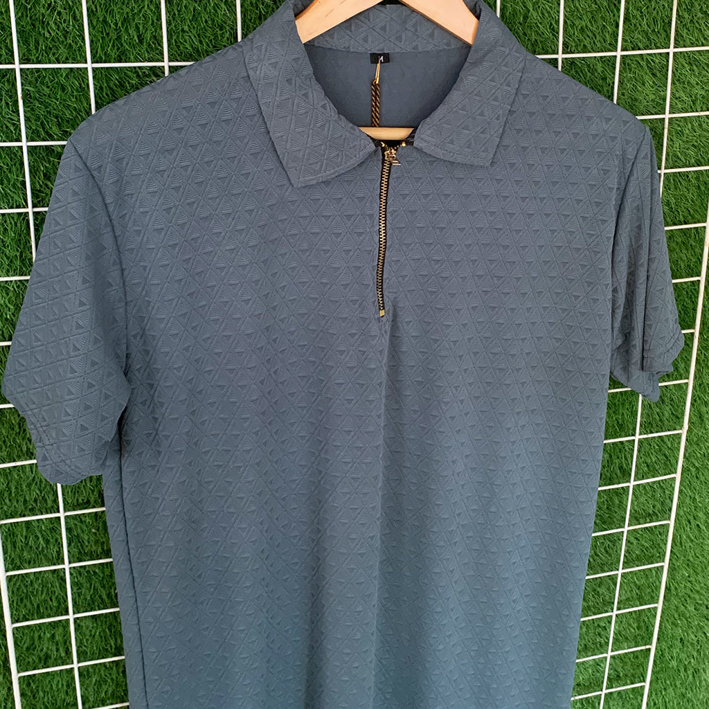 Premium China Textured Fabric Zipper Polo