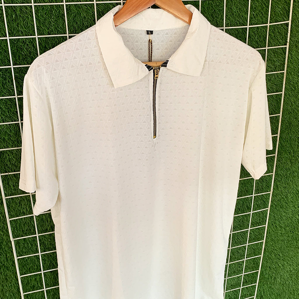 Premium China Textured Fabric Zipper Polo
