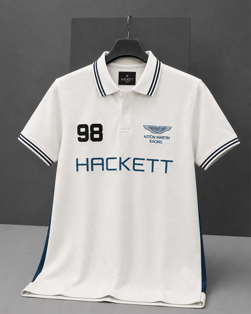 HCKT 98 Embroidered White Polo Shirt