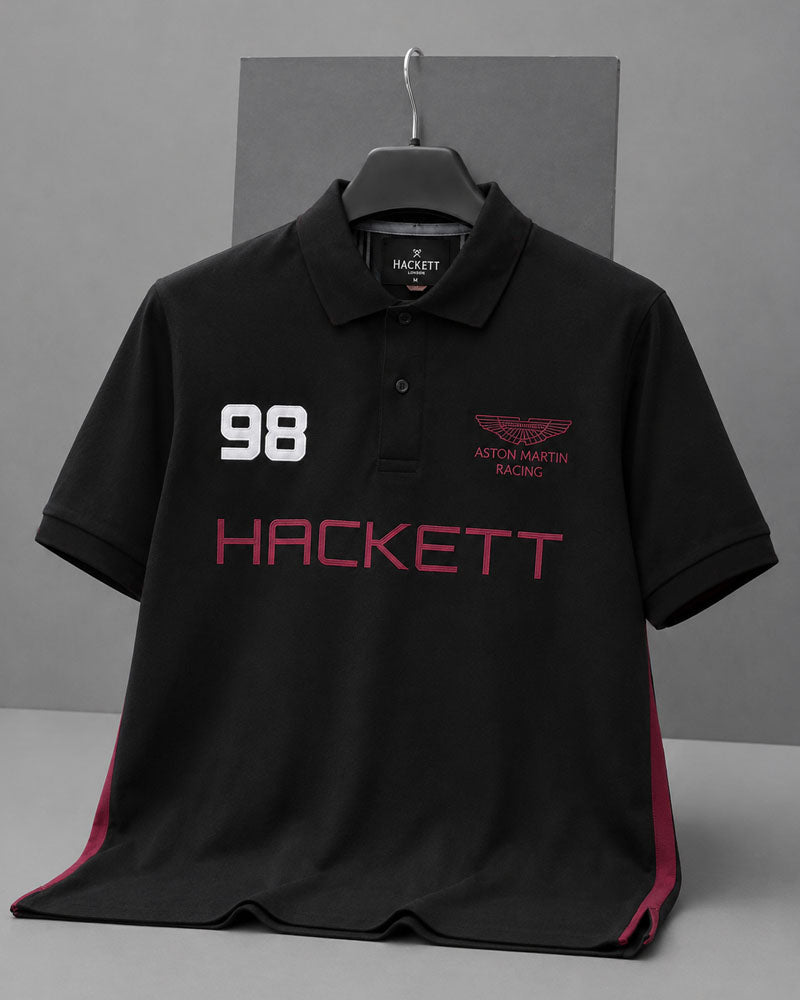 HCKT 98 Embroidered Black Polo Shirt