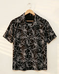 White Floral Black Hawaiian Shirt - MS087