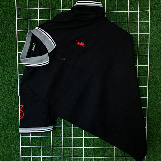 Black Contrast Collar Polo Shirt