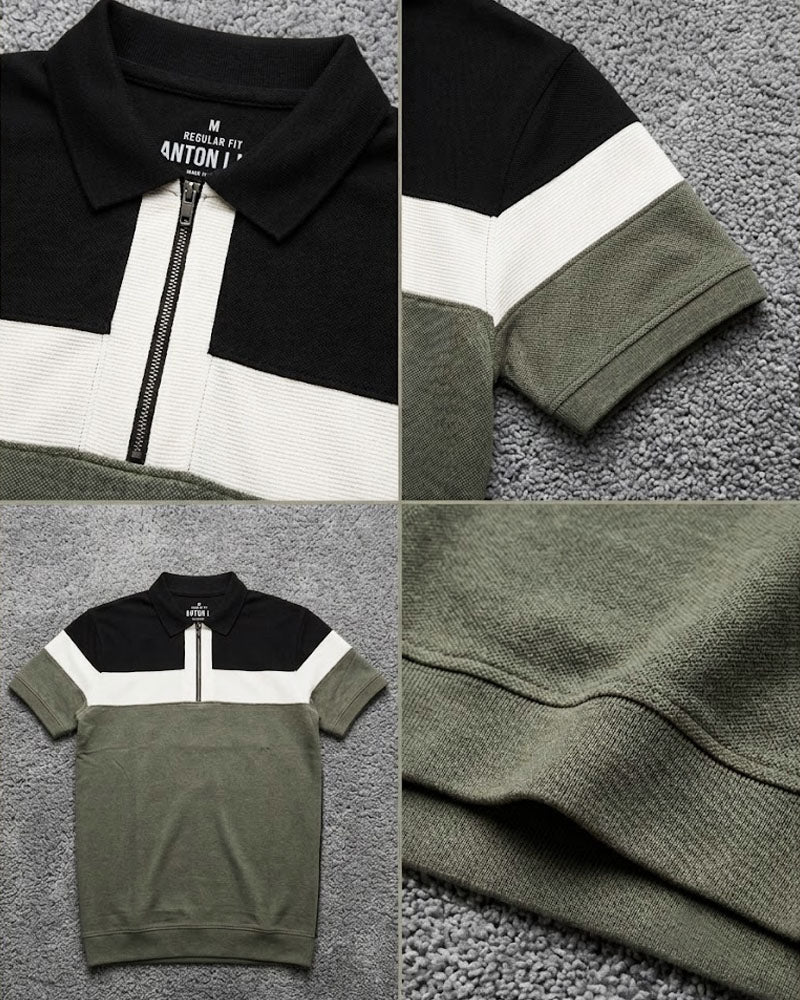 Premium Cut & Sew Olive Contrast Polo Shirt