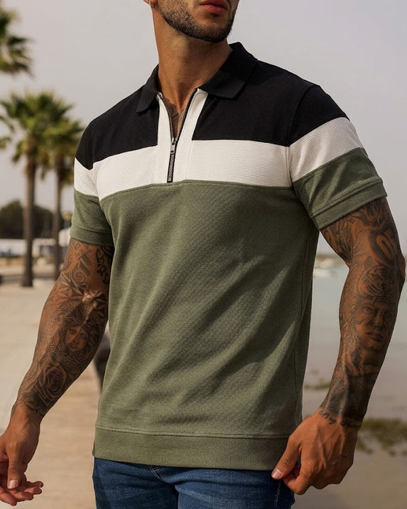 Premium Cut & Sew Olive Contrast Polo Shirt