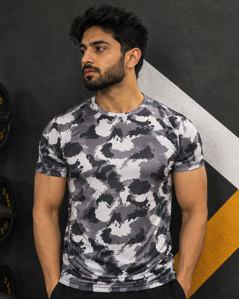 Dusty Camouflage Printed Dry Fit T-Shirt