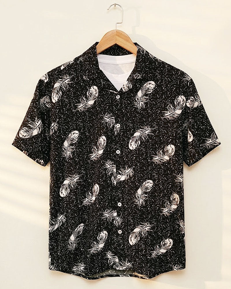 Black & White Wings Printed Shirt - MS055