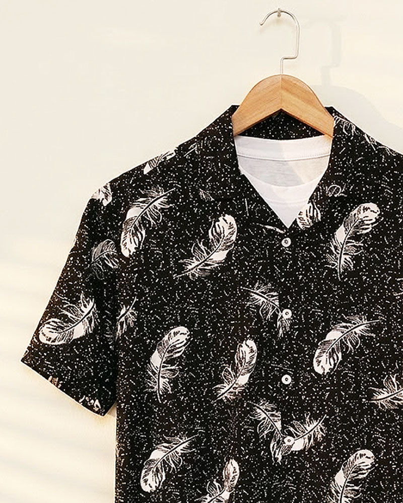 Black & White Wings Printed Shirt - MS055