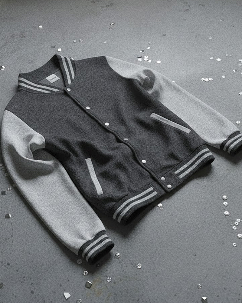Unisex Baseball Jacket Charcoal & Heather Grey