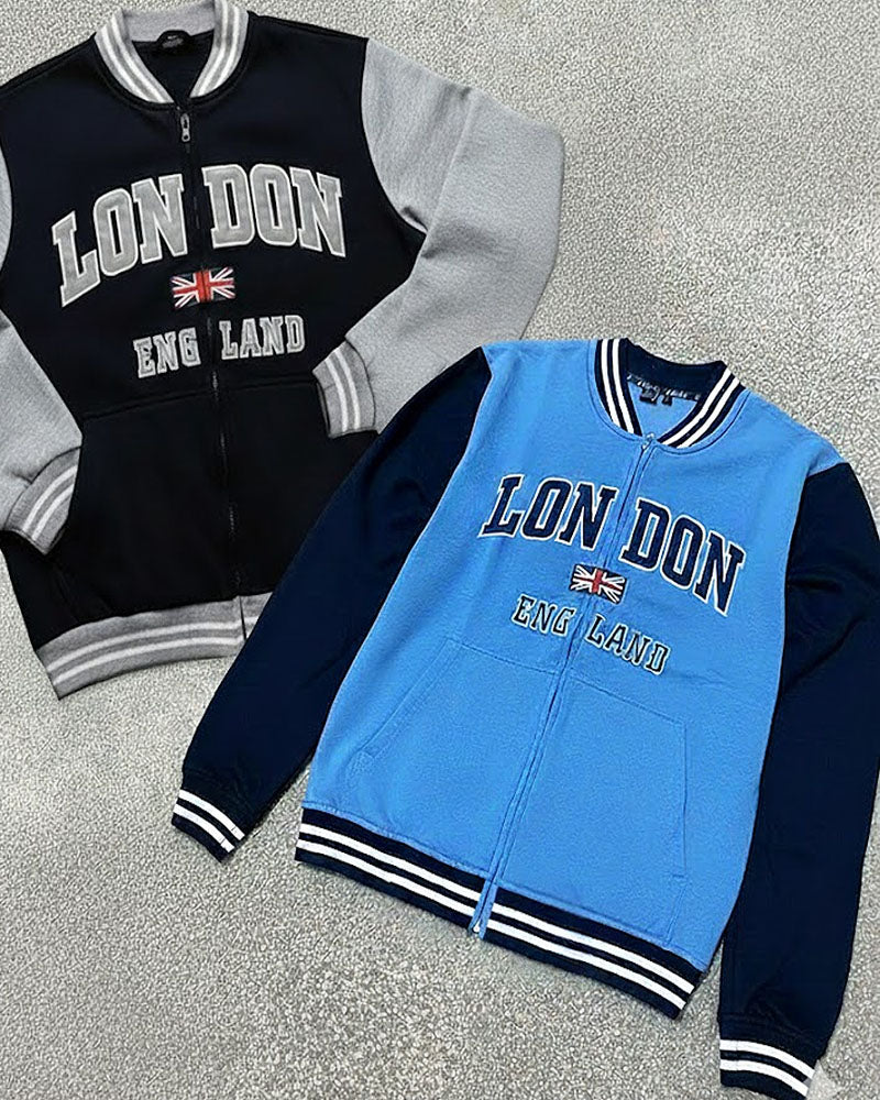 London Embroidered Baseball Zipper Jacket
