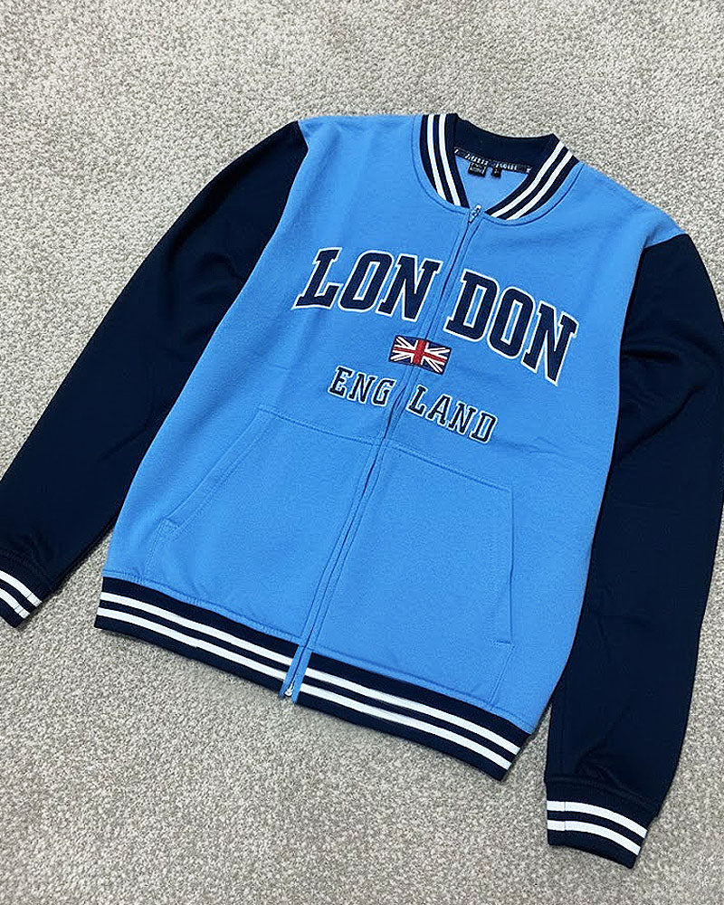London Embroidered Baseball Zipper Jacket
