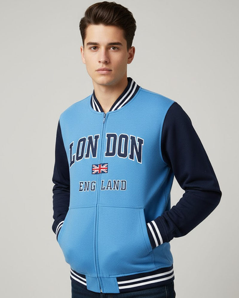 London Embroidered Baseball Zipper Jacket
