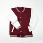 Unisex Baseball Jacket Maroon & White