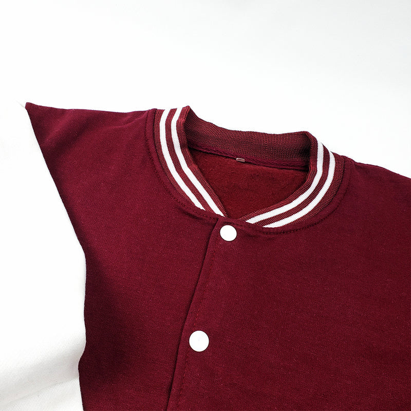 Unisex Baseball Jacket Maroon & White