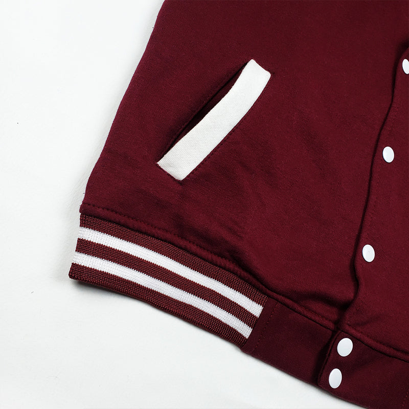 Unisex Baseball Jacket Maroon & White